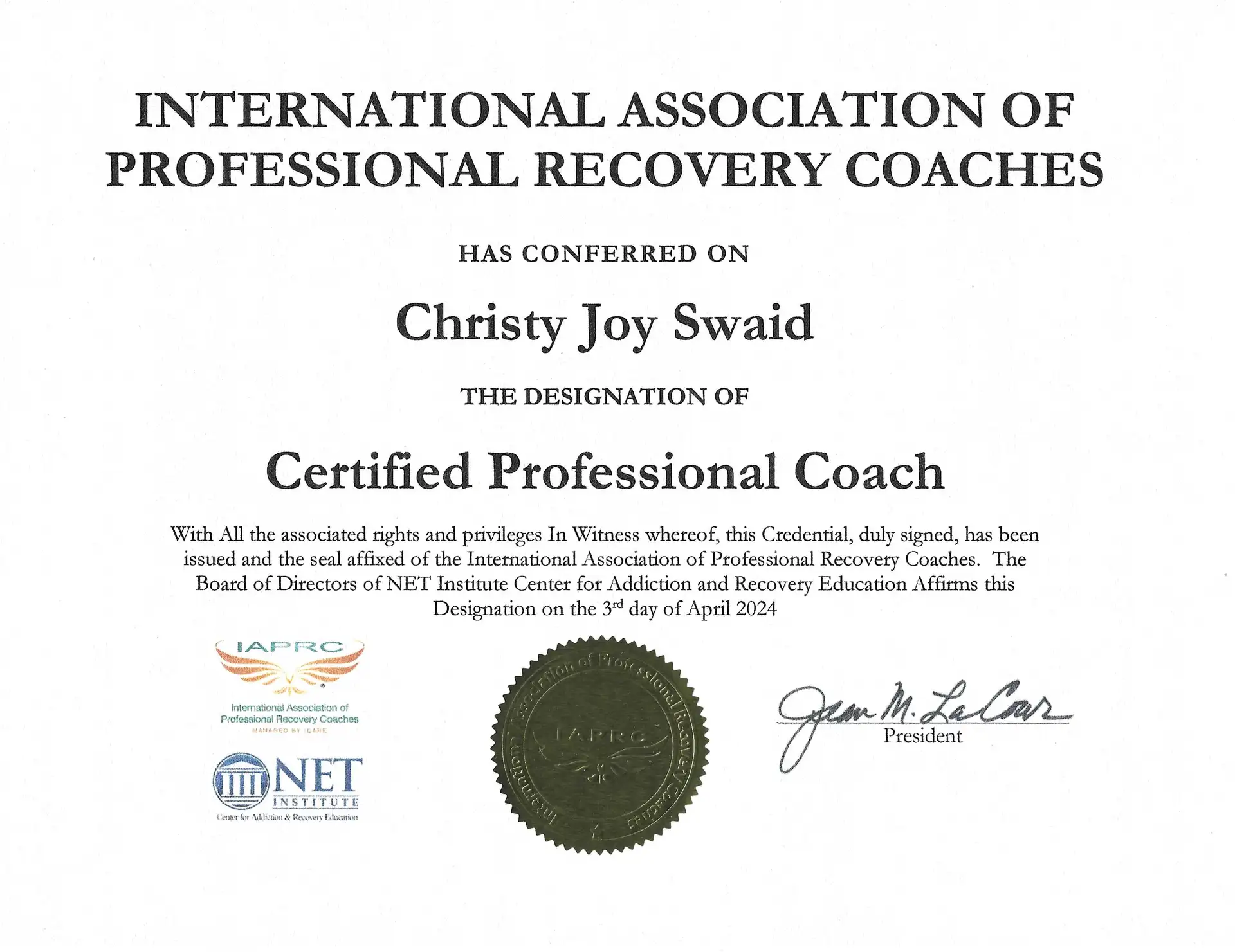 Certified Professional Coach Certificate