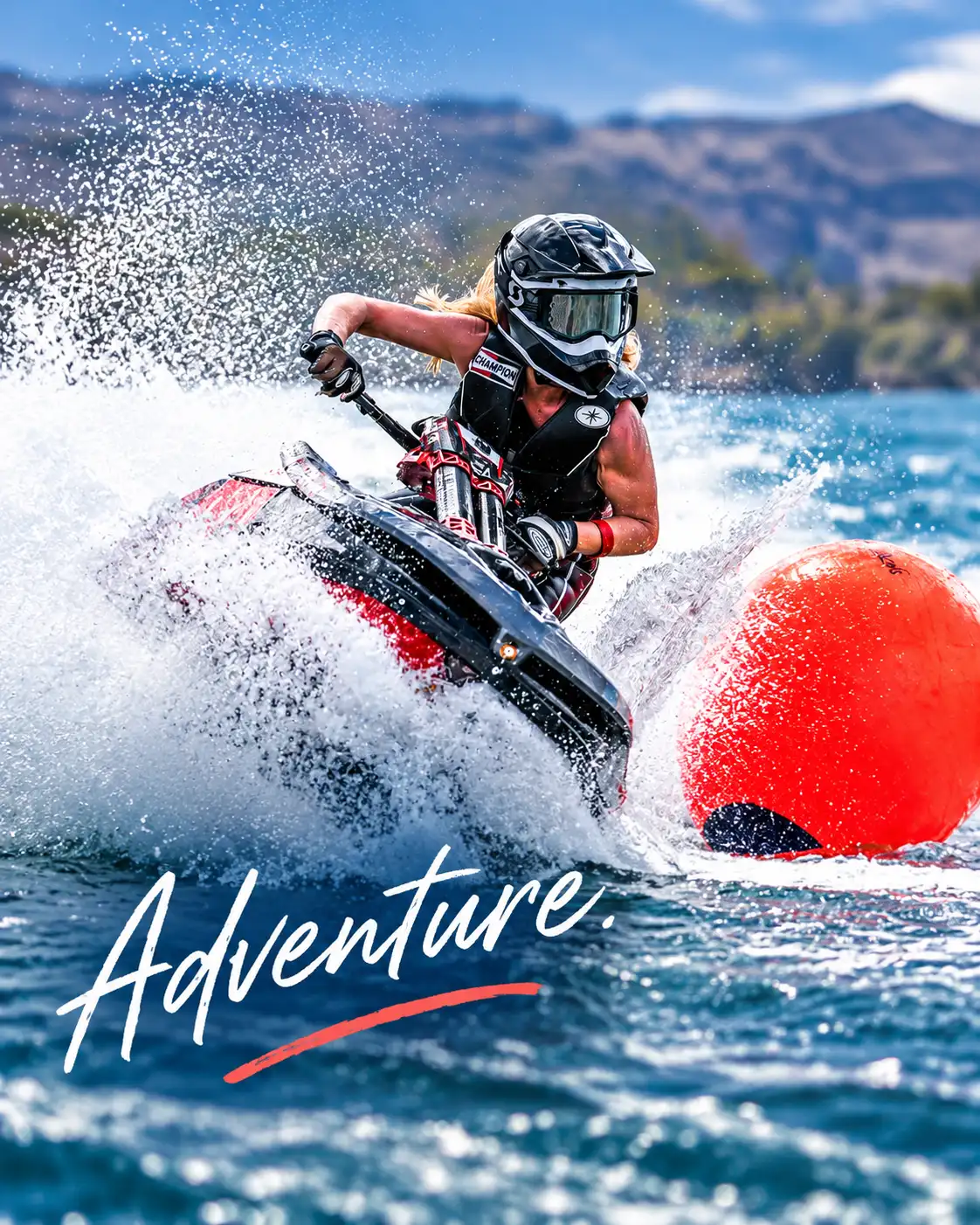 A woman riding a jet ski in the ocean.
